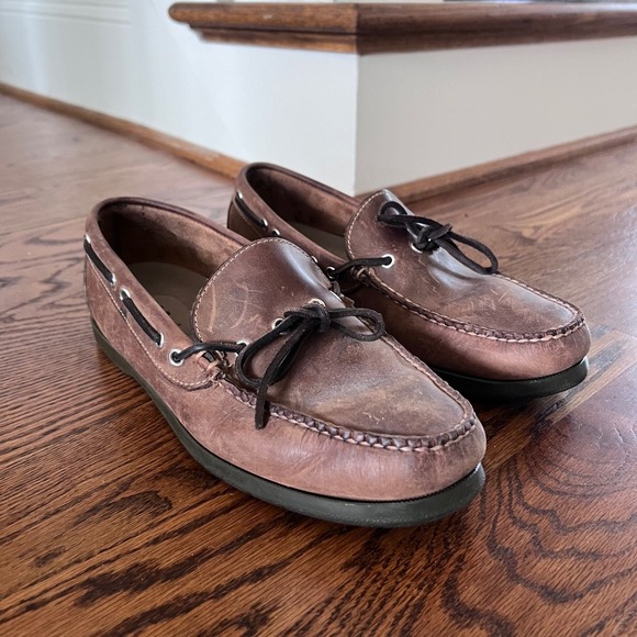 Vintage L.L Bean Men Boat Shoes Handsewn Moccasins Full Grain Leather Size 10 D - Picture 10 of 14